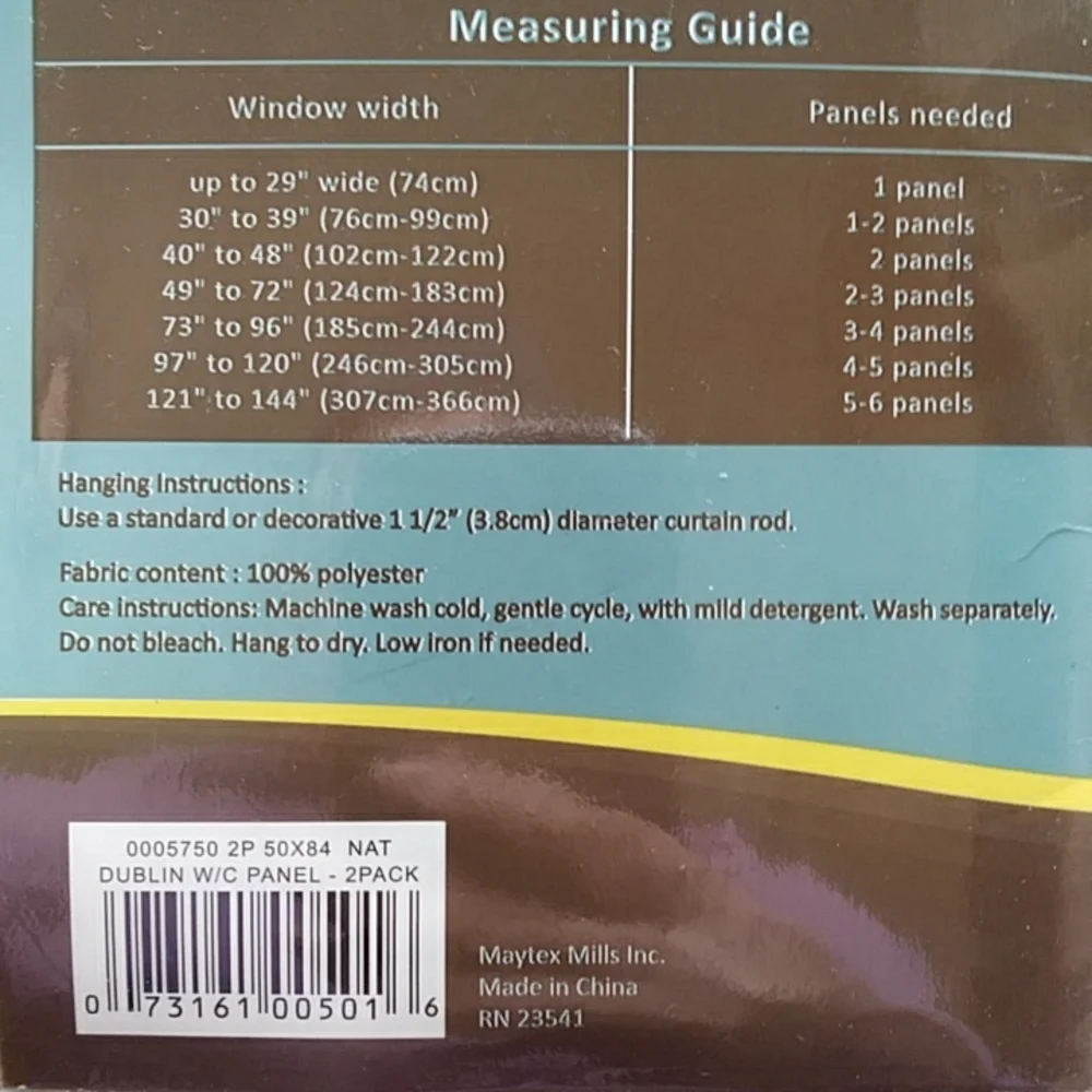 Semi-sheer Rod Pocket Window Curtains PAIR NEW